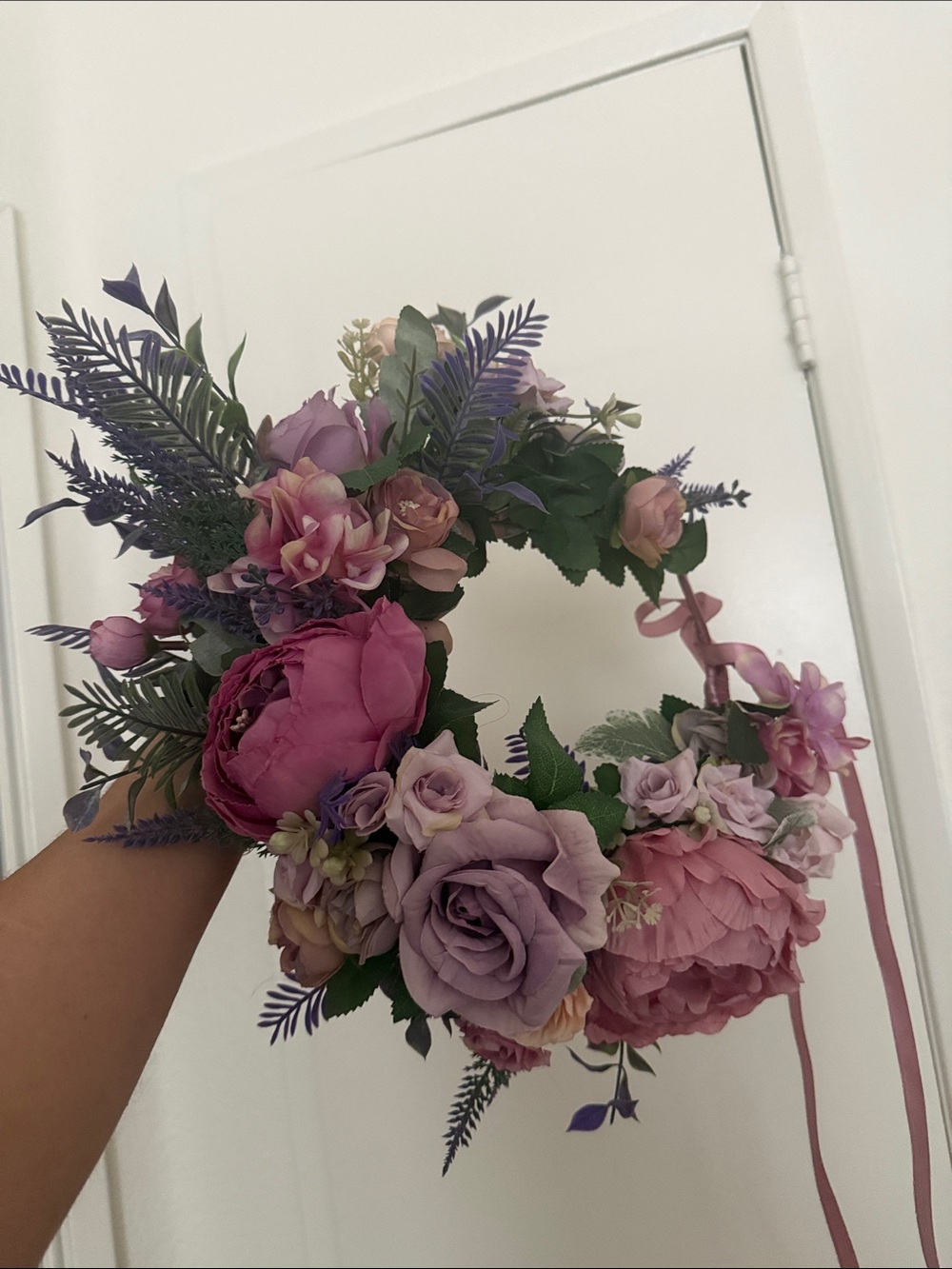 Handmade Flower Crown Floral Purple-Pink Wreath Hair Crown - Women Accessories